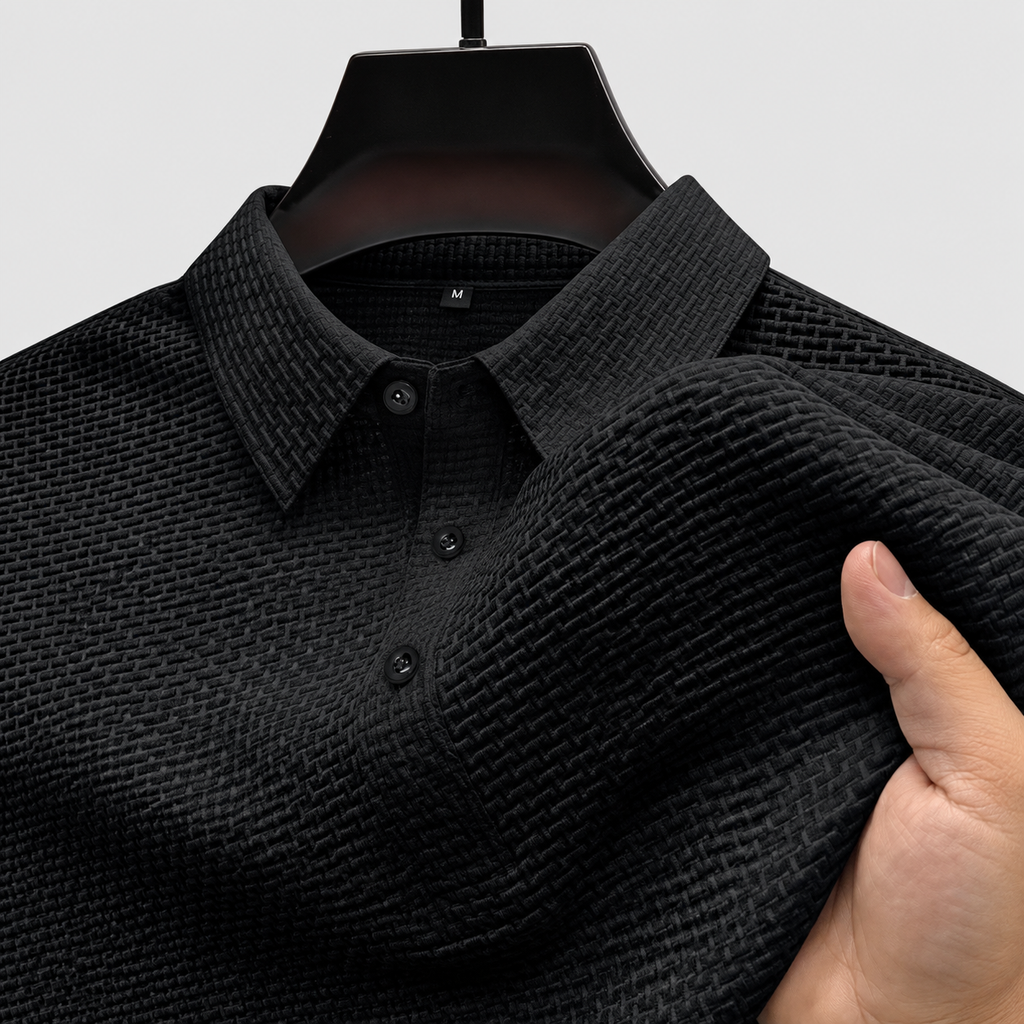 Men's Short-Sleeve Polo Shirt in Textured Knit — view 17