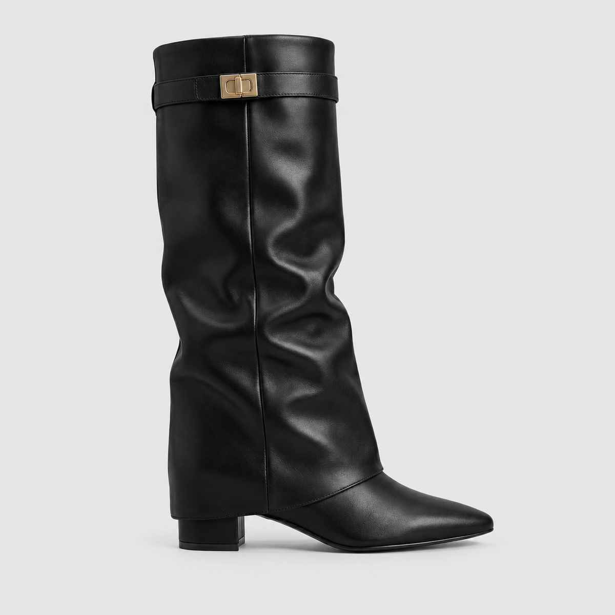 Women's Knee-High Block-Heel Boots in Black (Leather Look) — view 3