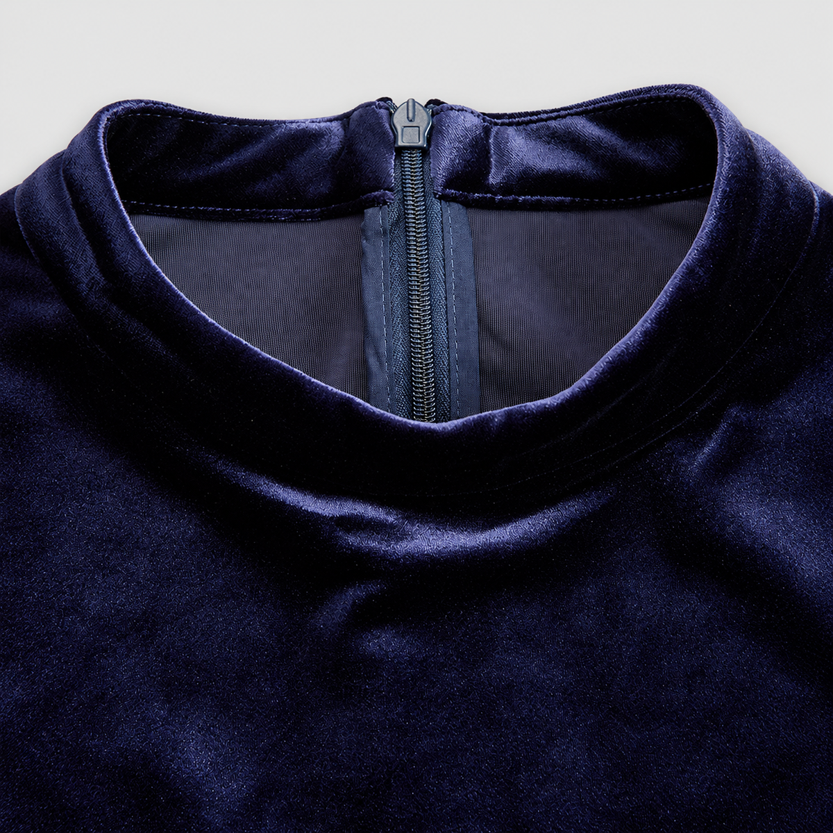 Women's Navy Long-Sleeve Velvet Midi Dress — view 5