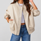 Leonie | Women's Oversized Faux Leather Bomber Jacket with Ribbed Trim