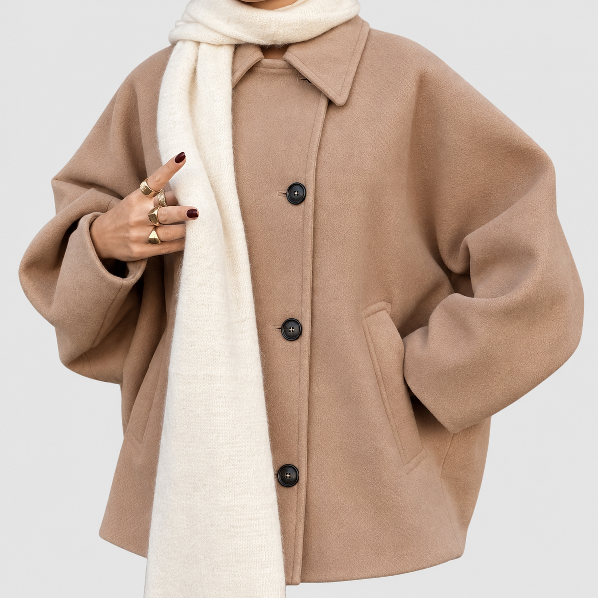Women's Oversized Shirt Jacket with Button Front — view 2