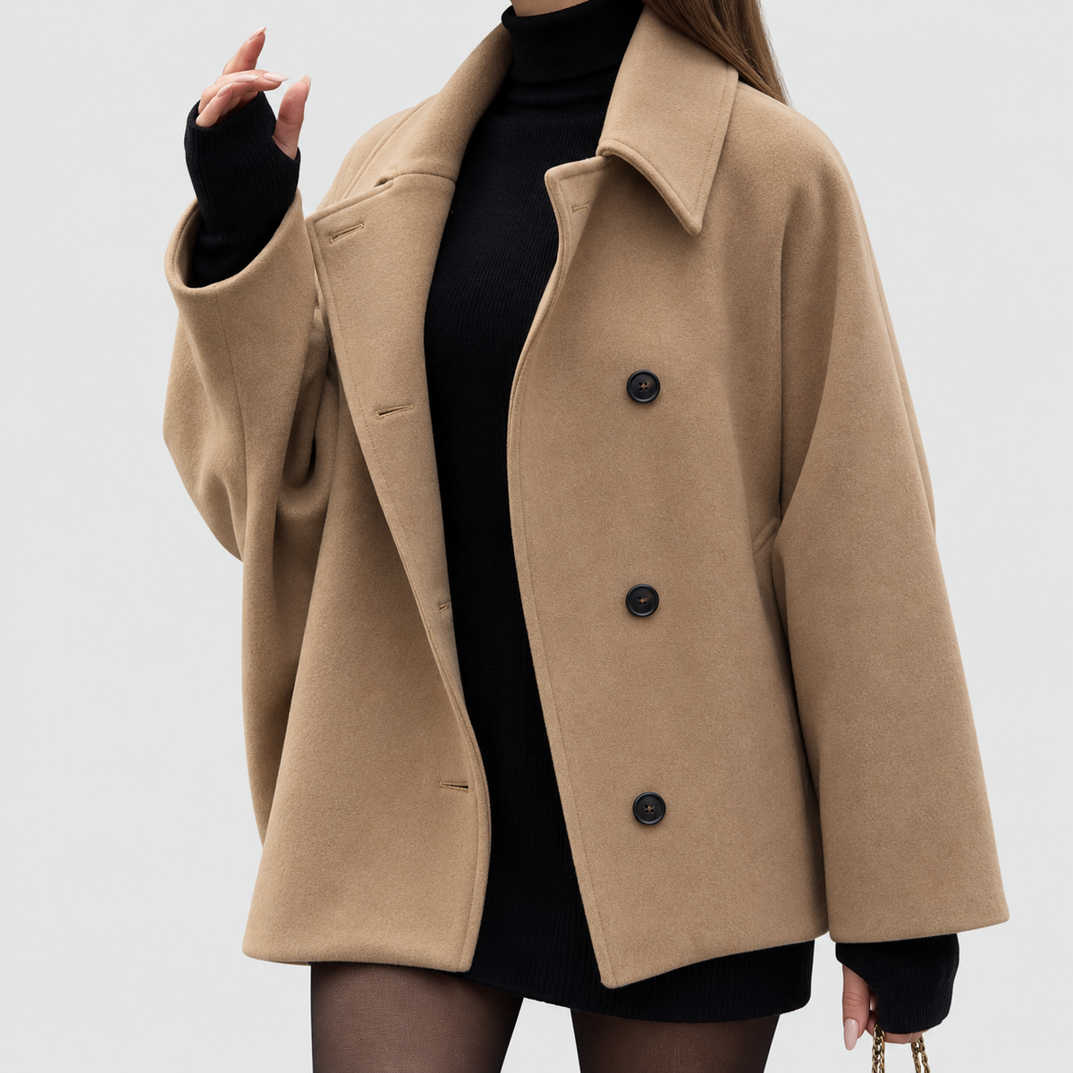 Women's Oversized Shirt Jacket with Button Front — view 3
