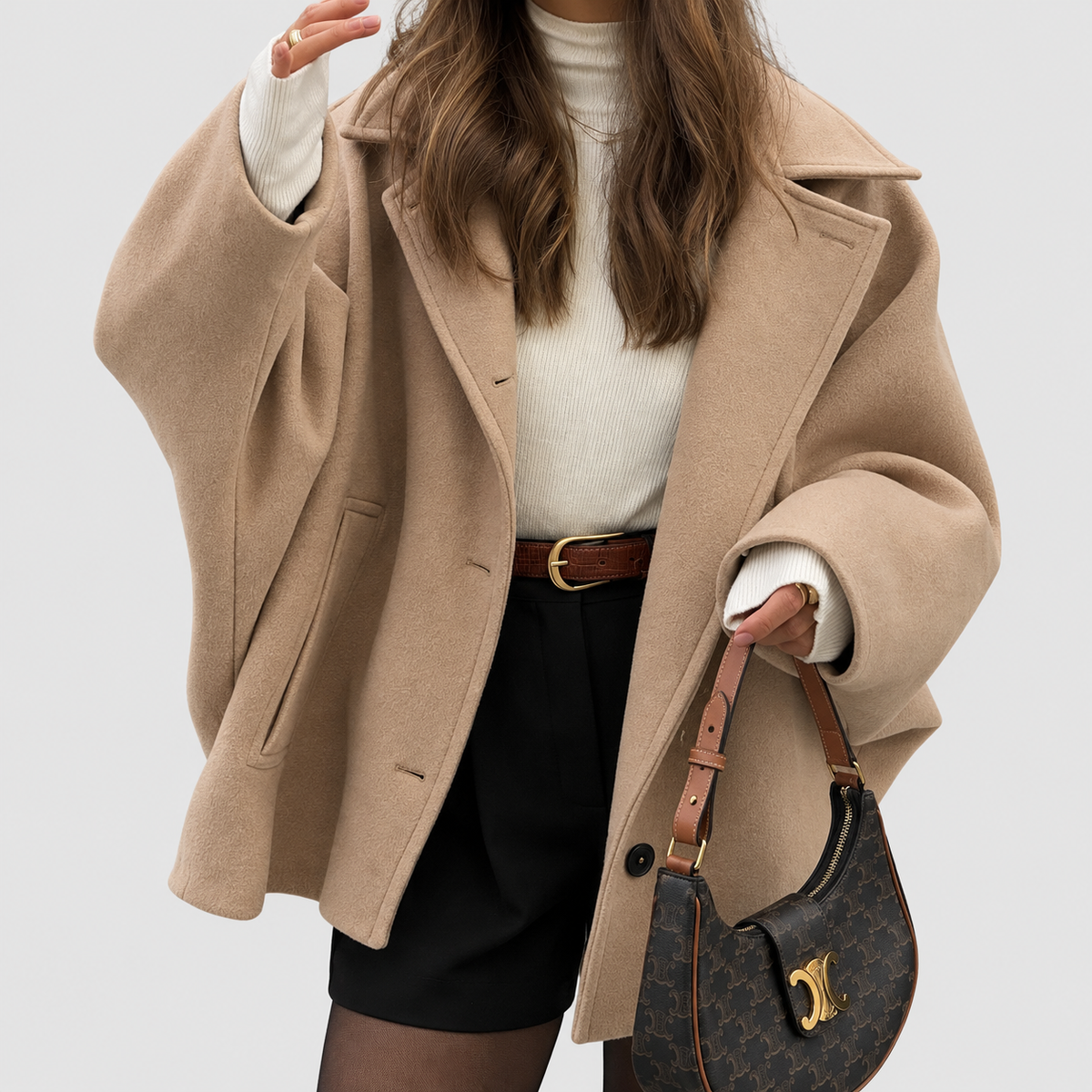 Women's Oversized Shirt Jacket with Button Front — view 4