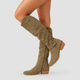 Leonora | Women's Suede-Effect Knee-High Boots with Block Heel and Side Zip