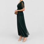 Women's V-Neck Chiffon Maxi Cocktail Dress with Ruched Waist — view 2