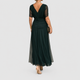 Leonora | Women's V-Neck Chiffon Maxi Cocktail Dress with Ruched Waist