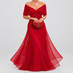 Women's V-Neck Chiffon Maxi Cocktail Dress with Ruched Waist — view 14