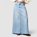 Women's High-Waisted Denim Maxi Skirt in Blue — view 1