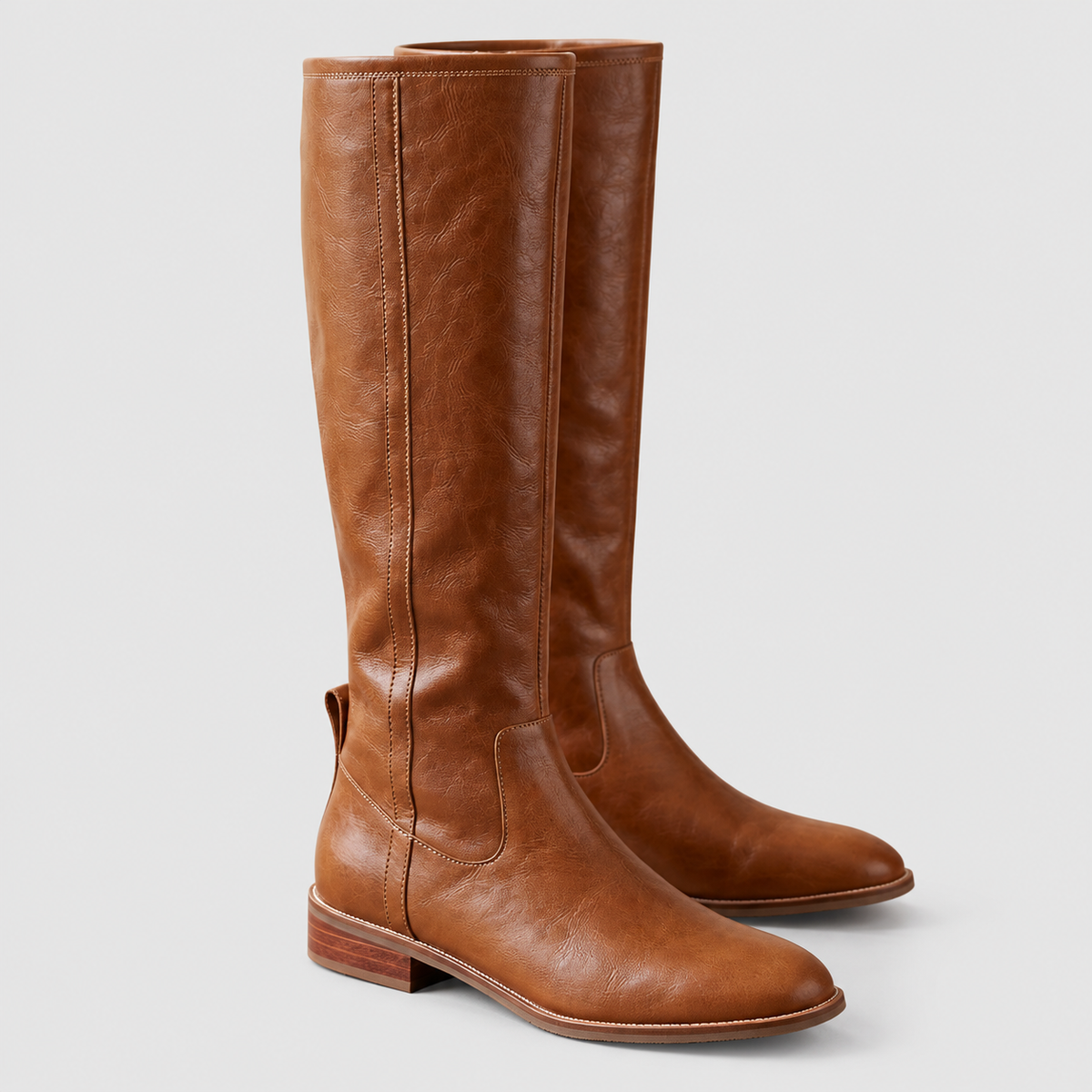 Women's Flat Faux Leather Riding Knee-High Boots — view 2