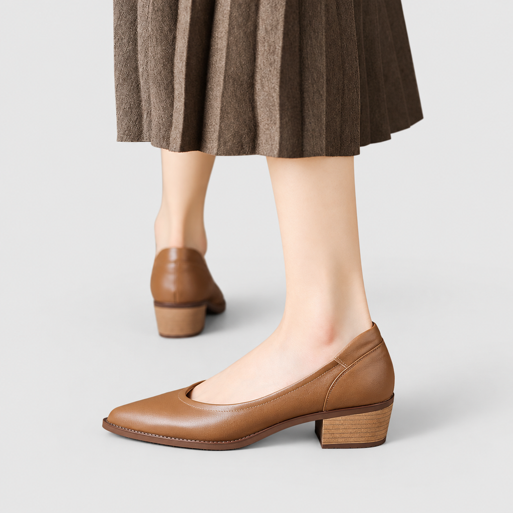 Women's Pointed-Toe Court Shoes with Angled Block Heel — view 5