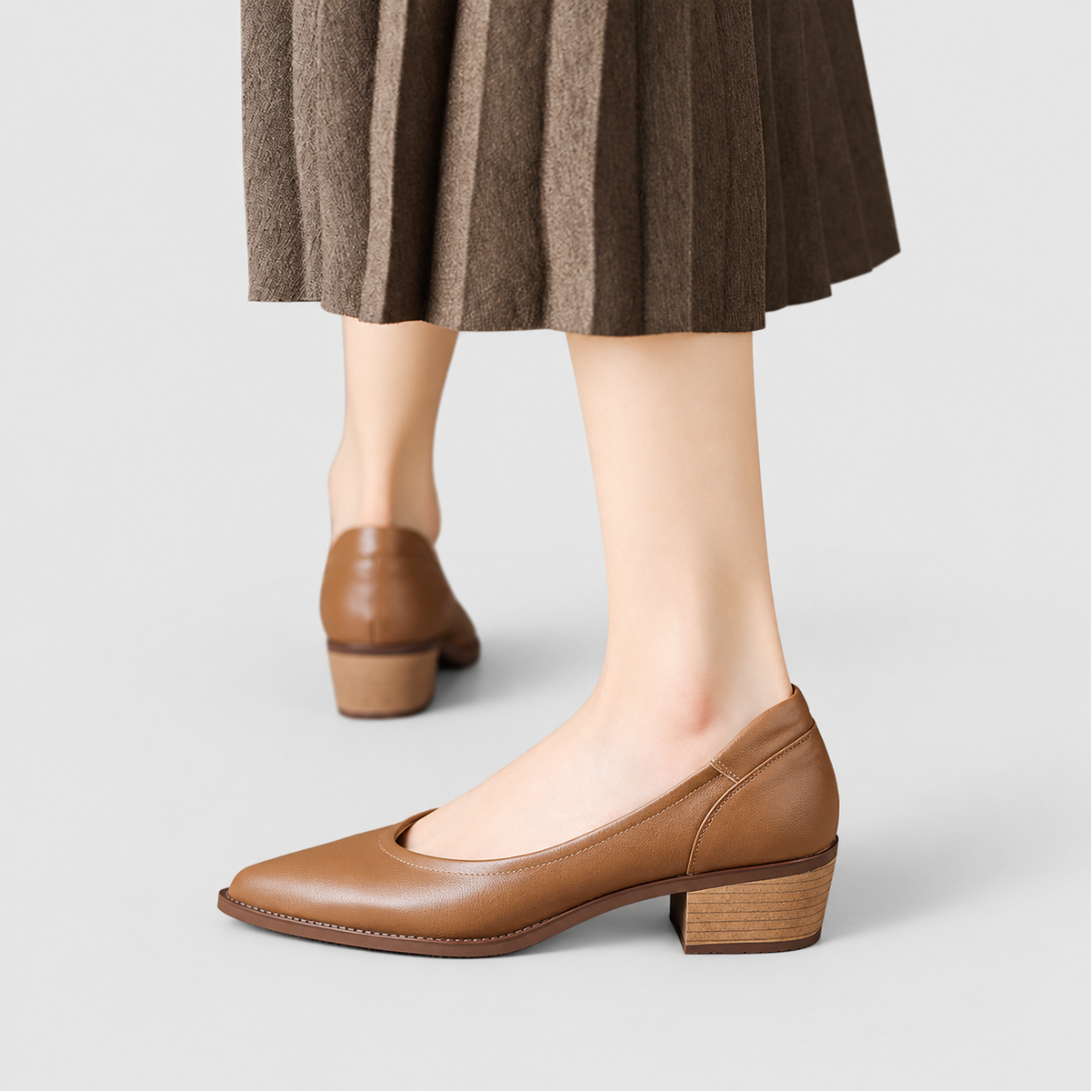 Women's Pointed-Toe Court Shoes with Angled Block Heel — view 5