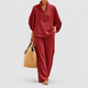 Lilian | Women's Linen-Look Set with Batwing Sleeves and Wide-Leg Trousers