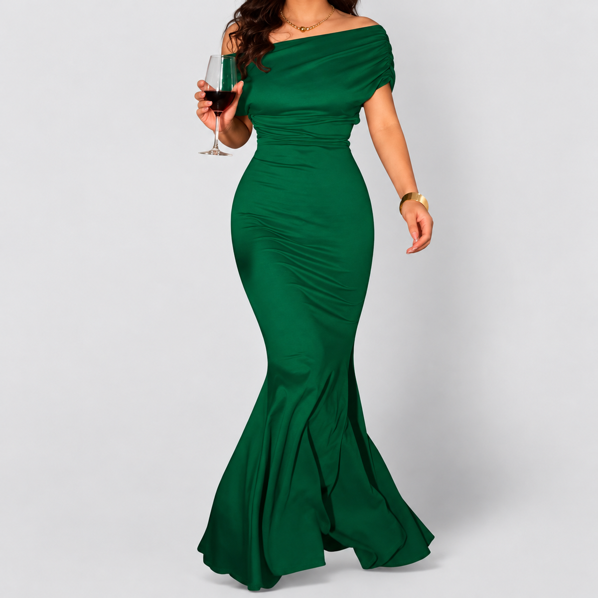 Women's One-Shoulder Draped Bodycon Maxi Dress — view 12
