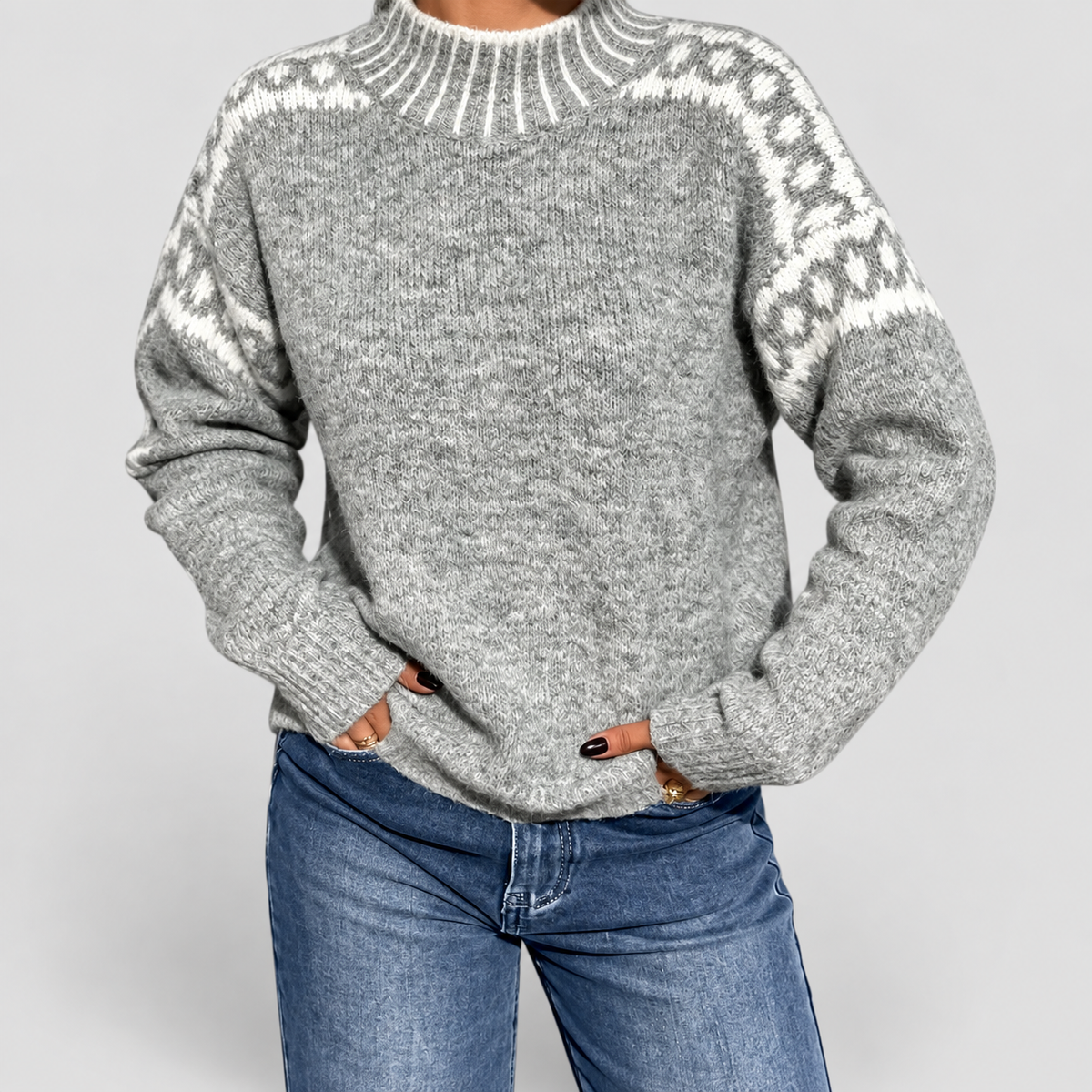 Women's Knit Jumper with Patterned Shoulders — view 4