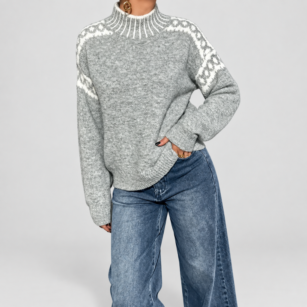 Women's Knit Jumper with Patterned Shoulders — view 6