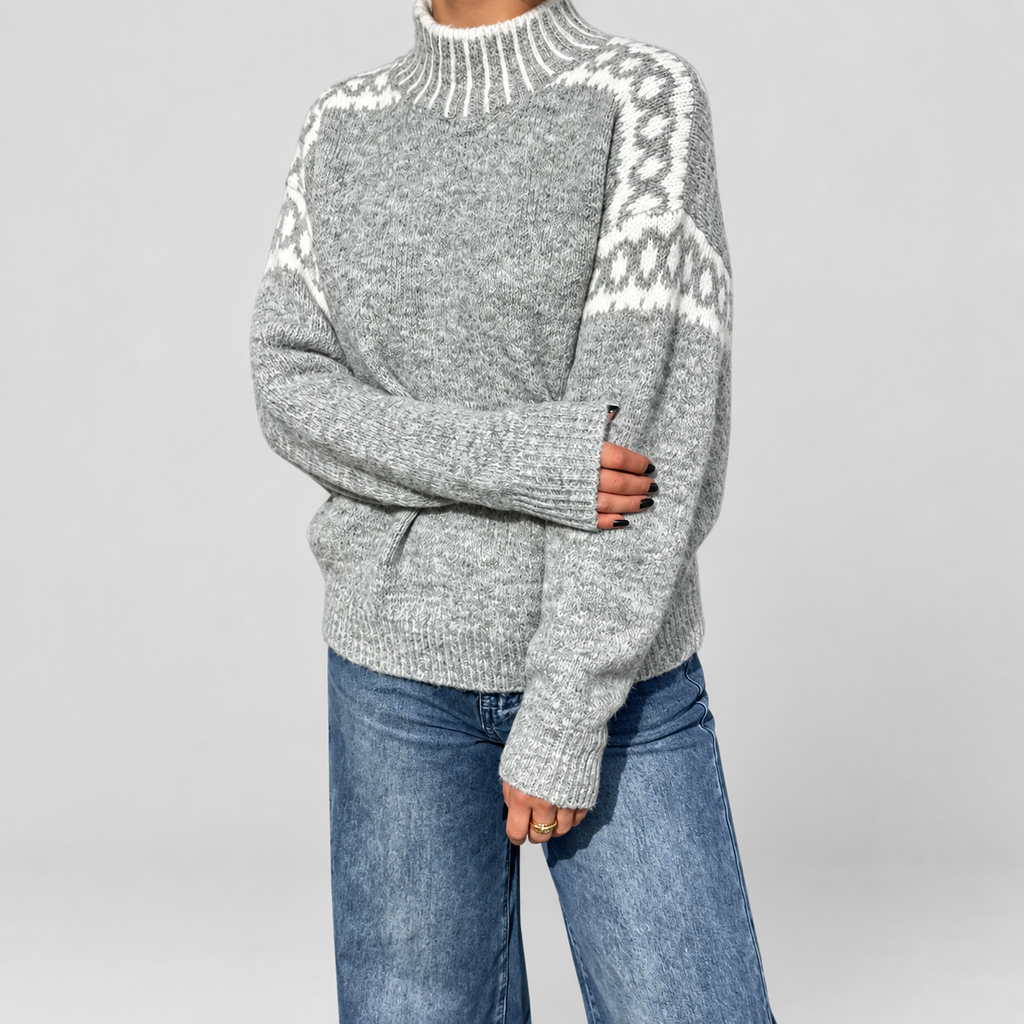 Women's Knit Jumper with Patterned Shoulders — view 7