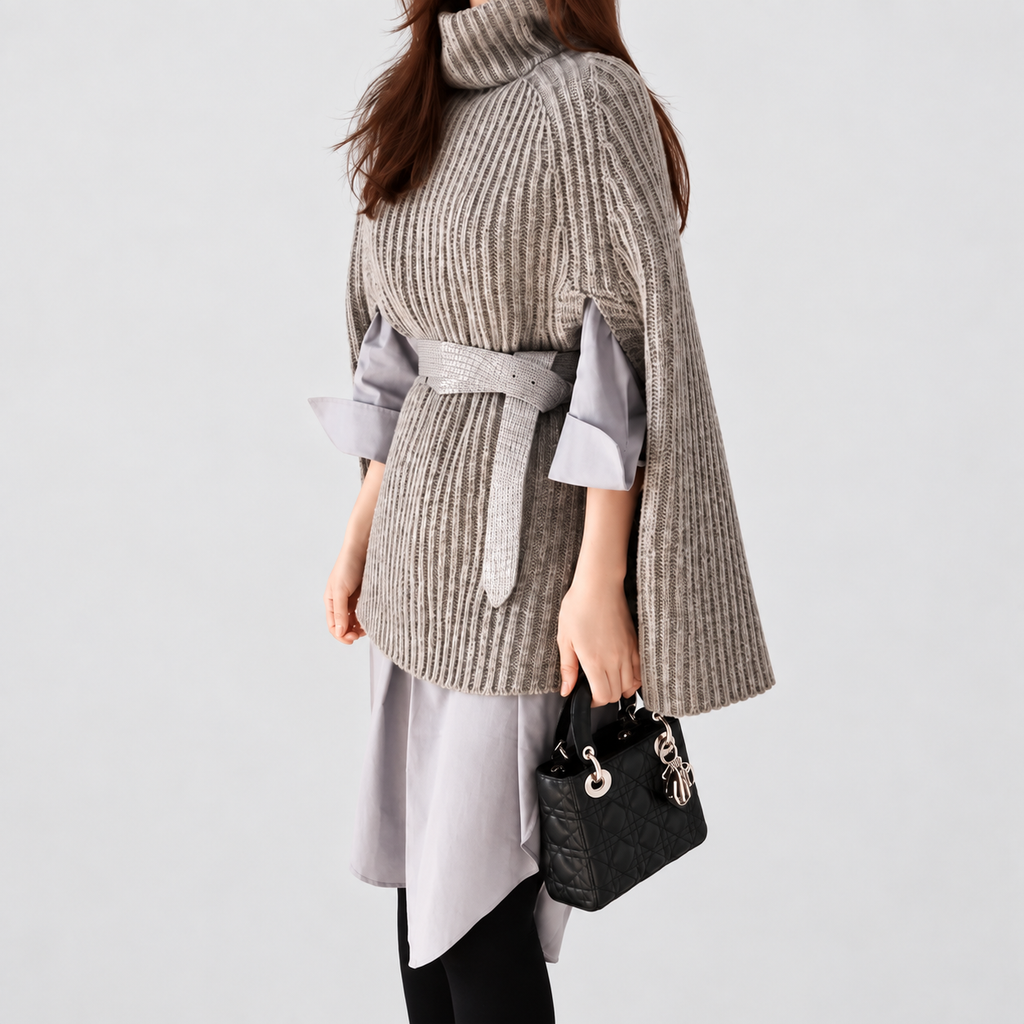 Women's Cape Turtleneck Jumper with Split Sleeves — view 4