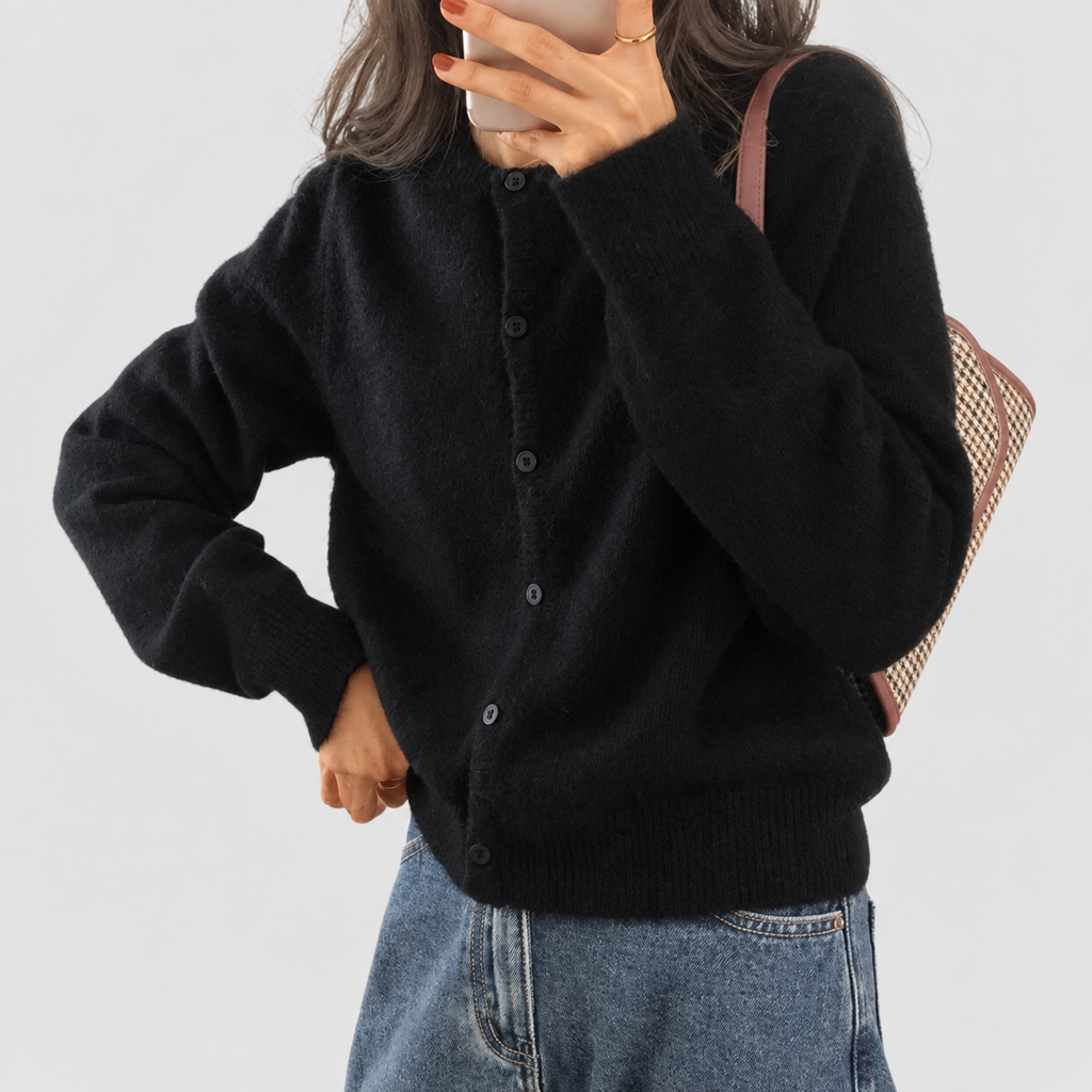 Women's Button-Front Knit Cardigan with Soft Finish — view 1