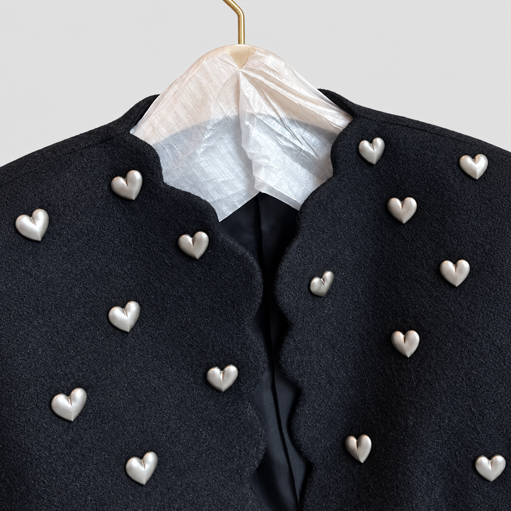Women's Heart Embellishment Cropped Blazer Collared — view 2