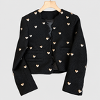 Women's Heart Embellishment Cropped Blazer Collared — view 4