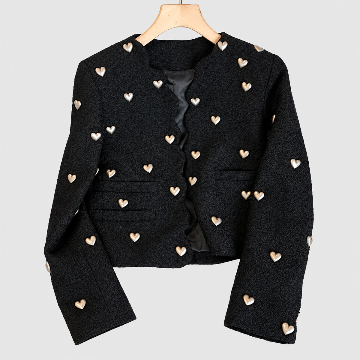 Women's Heart Embellishment Cropped Blazer Collared — view 4