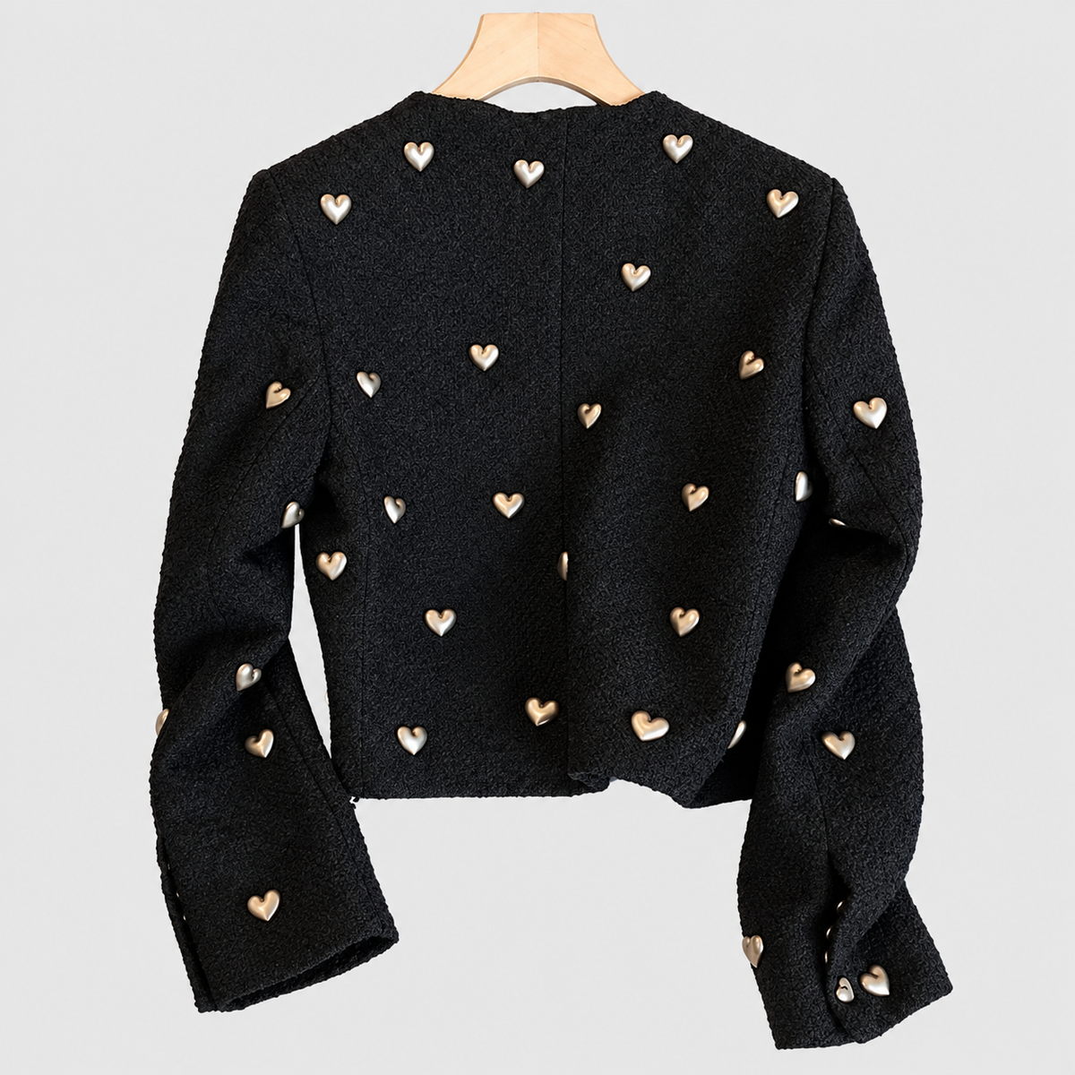 Women's Heart Embellishment Cropped Blazer Collared — view 5