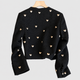 Elodie | Women’s Heart Embellishment Cropped Blazer Collared