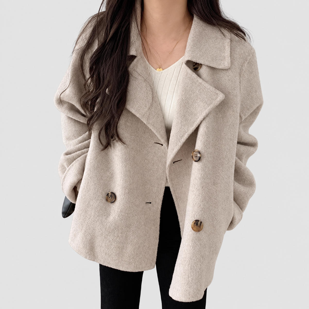 Women's Double-Breasted Blazer with Notched Lapel — view 1