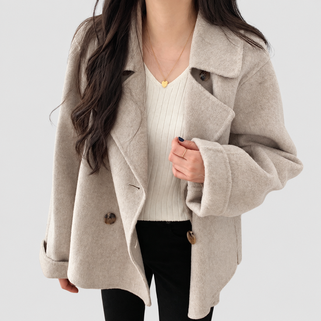Women's Double-Breasted Blazer with Notched Lapel — view 3