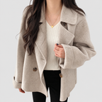 Women's Double-Breasted Blazer with Notched Lapel — view 3