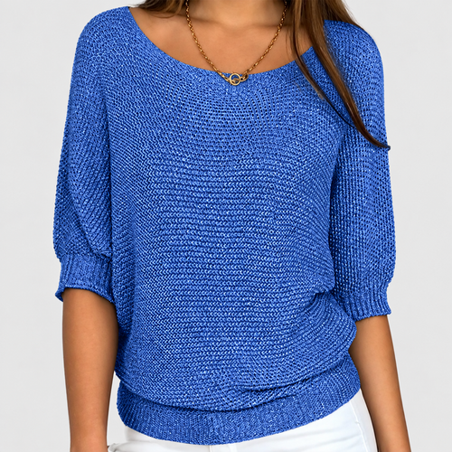Women's Oversized Crew Neck Jumper with Textured Knit — view 2