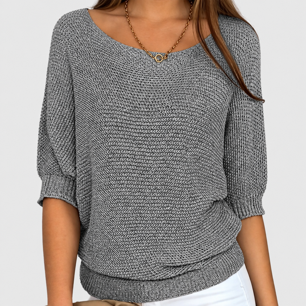Women's Oversized Crew Neck Jumper with Textured Knit — view 3