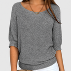 Women's Oversized Crew Neck Jumper with Textured Knit — view 3