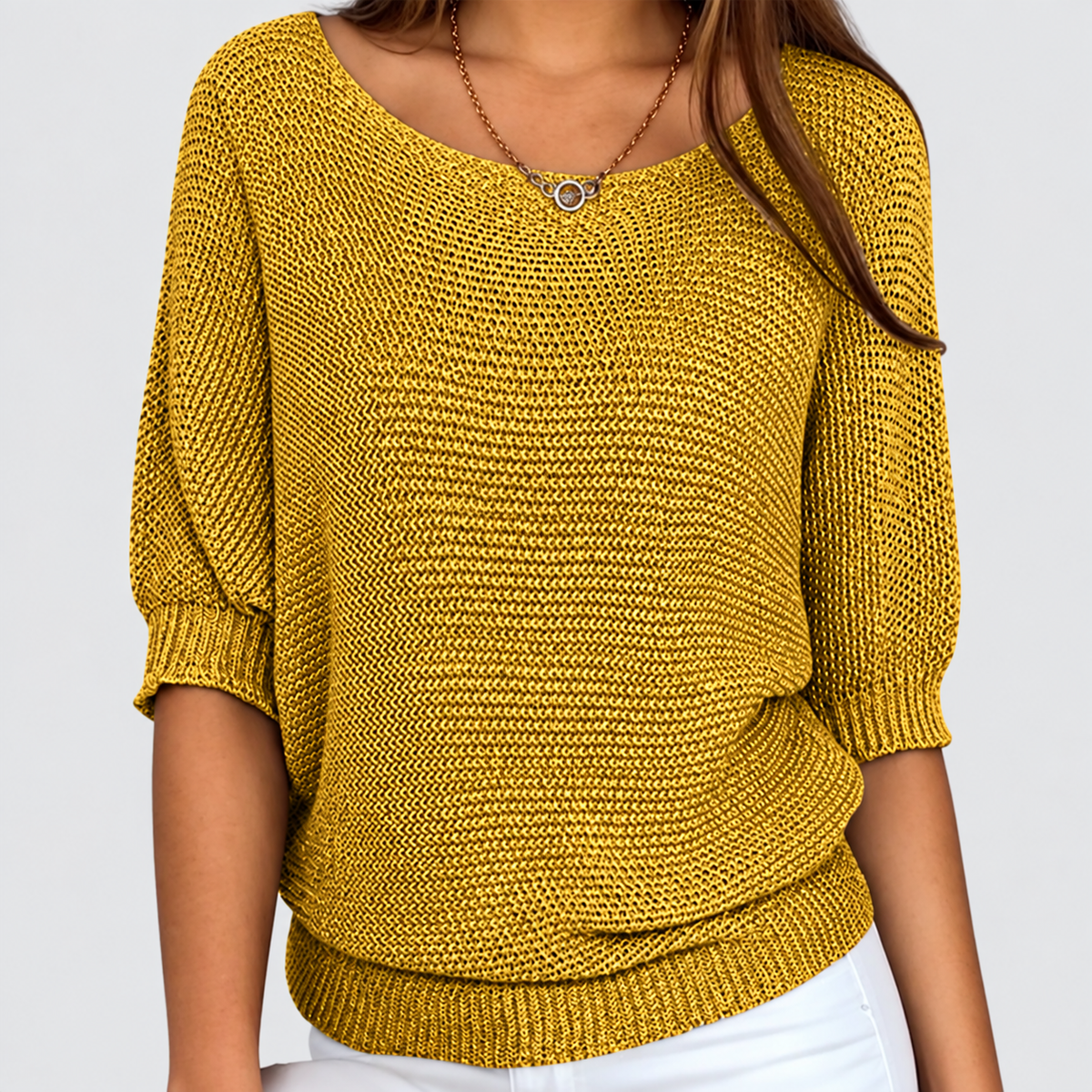 Women's Oversized Crew Neck Jumper with Textured Knit — view 6