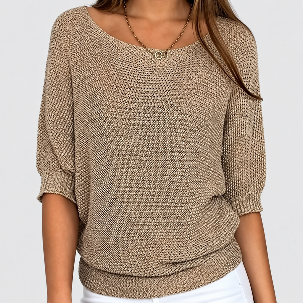 Women's Oversized Crew Neck Jumper with Textured Knit — view 8