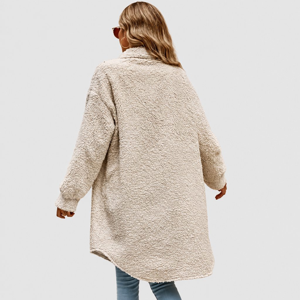 Women’s Cosy Oversized Teddy Coat with Chest Pockets – image 2