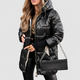 Florence | Women’s Hooded Puffer Jacket with Gold-Tone Hardware and Diamond Quilting