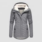 Women’s Warm Hooded Winter Jacket with Sherpa Lining – Grey – image 1