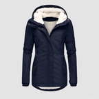 Women’s Warm Hooded Winter Jacket with Sherpa Lining – Navy Blue – image 3
