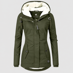 Women’s Warm Hooded Winter Jacket with Sherpa Lining – Green – image 5