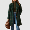 Women’s Timeless Check Coat with Wide Collar – Green – image 1