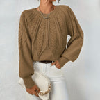 Lowri | Women's Cable Knit Jumper with Puff Sleeves