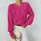 Lowri | Women's Cable Knit Jumper with Puff Sleeves