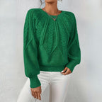 Lowri | Women's Cable Knit Jumper with Puff Sleeves