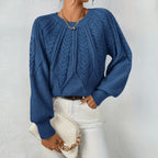 Lowri | Women's Cable Knit Jumper with Puff Sleeves