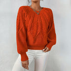 Lowri | Women's Cable Knit Jumper with Puff Sleeves