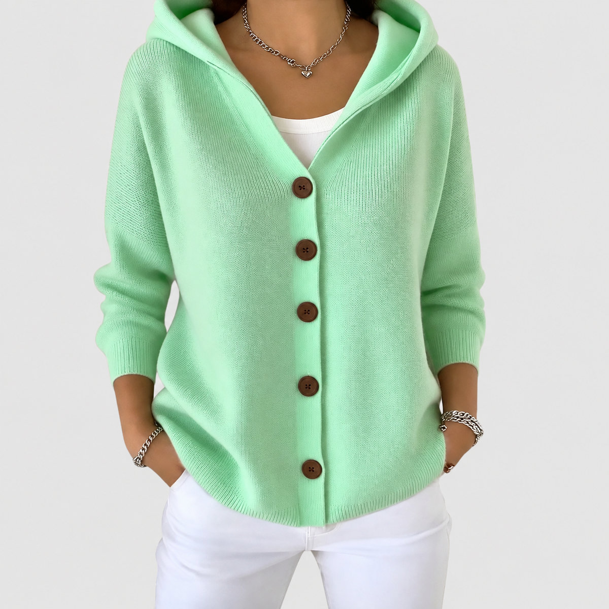 Women's Oversized Knit Cardigan in Green — view 1