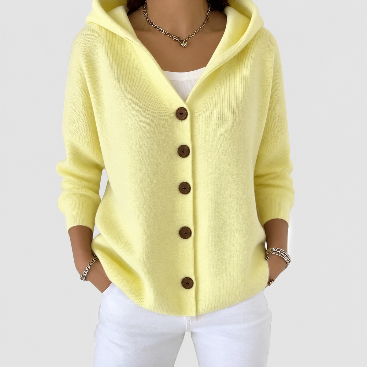 Women's Oversized Knit Cardigan in Yellow — view 2
