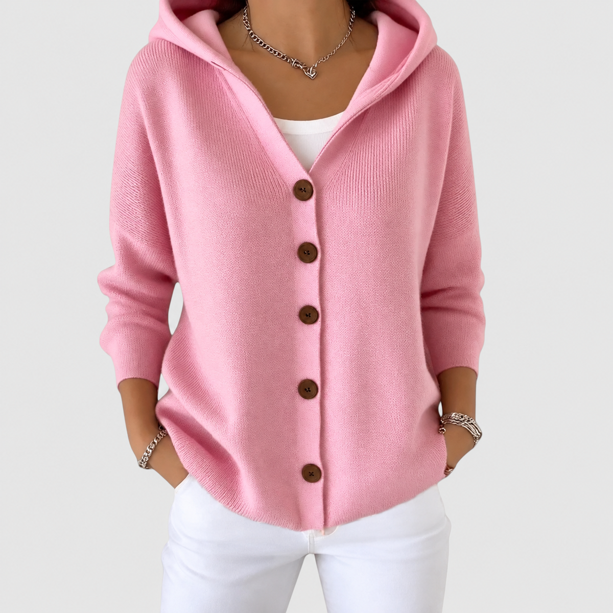 Women's Oversized Knit Cardigan in Pink — view 3