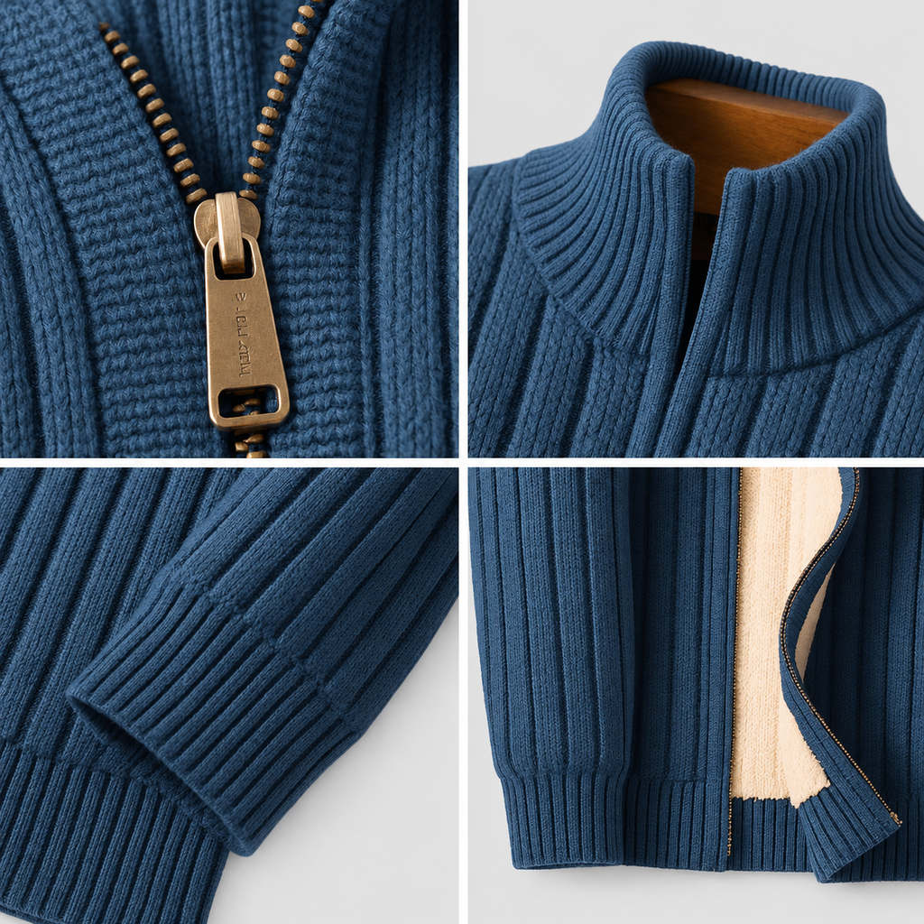 Men's Ribbed Knit Full-Zip Cardigan — view 6